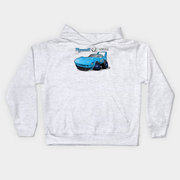 Plymouth SuperBird 43 Petty With Logos Kids Hoodie by Goin Ape Studios